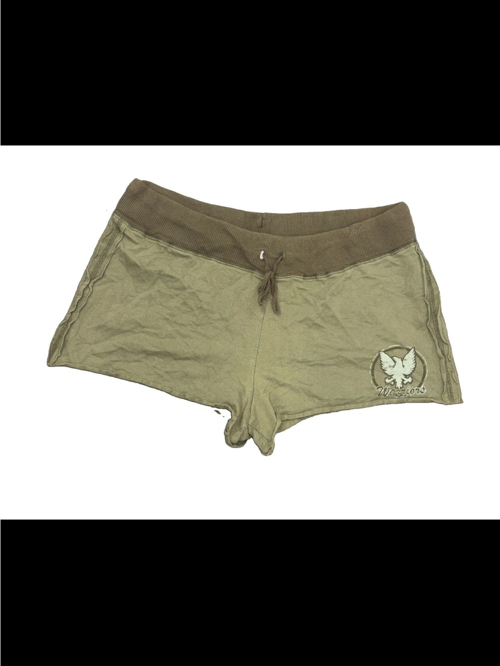 No Boundaries Y2K VTG Juniors Sz L Grunge Green Micro Mini Booty Shorts Cotton